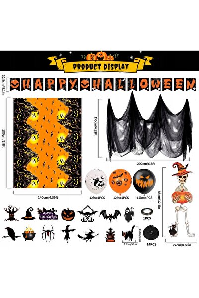 NO BRAND SET DECORAȚII HALLOWEEN BULGĂRE FAȚĂ DE MASĂ BANNER DECORAȚIE Suspen...