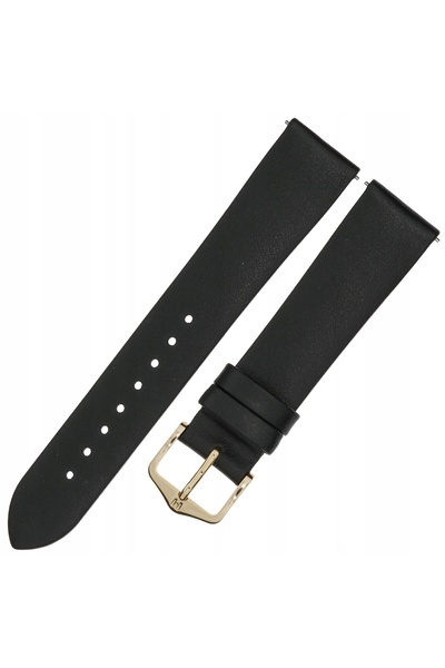 NO BRAND HIRSCH Toronto M - NEGRU - 18 mm - Curea de ceas din piele