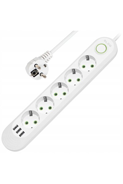Blow Prelungitor cu întrerupător, 5 prize + 3x USB, 5m