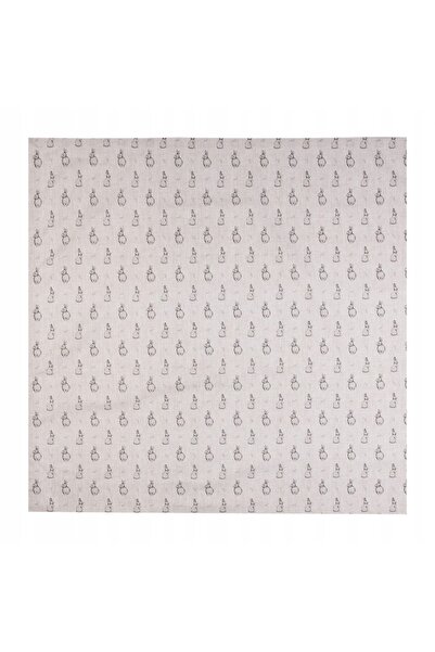 NO BRAND Față de masă din bumbac, gri, cu iepure, 100 x 100 cm