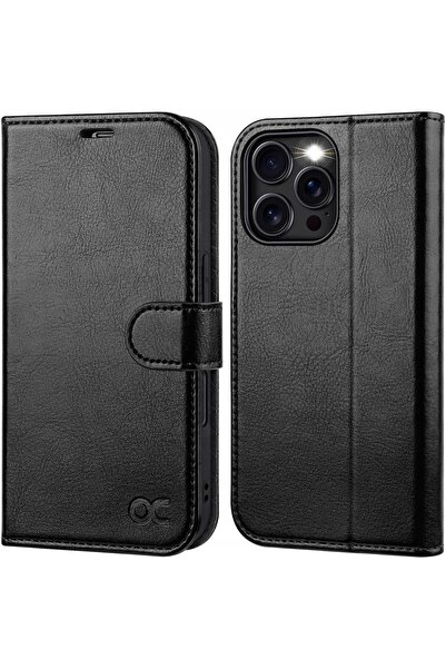 NO BRAND OCASE Husă tip portofel pentru iPhone 16 Pro, din piele vegană, cu p...