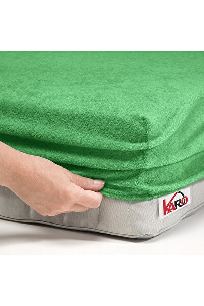 NO BRAND Cearșaf de pat din frotir cu elastic 120x200 verde mazăre gros 200g/...