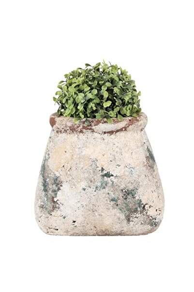 NO BRAND Husă pentru ghiveci din teracotă bej-verde 22 x 15 x H:19 cm
