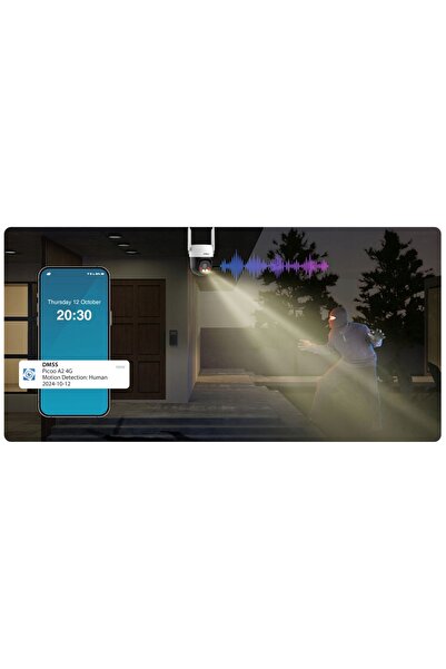 DAHUA Cameră rotativă inteligentă de exterior cu lumină dublă 5MP LTE 4G P5AE...