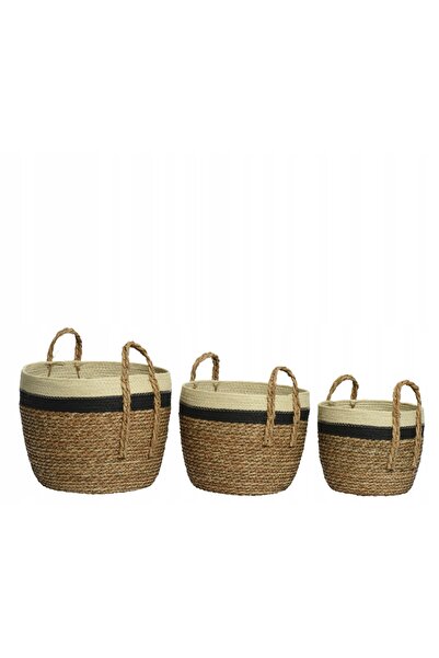 NO BRAND Ghiveci tip coș din iarbă de mare naturală Wys. 22 cm