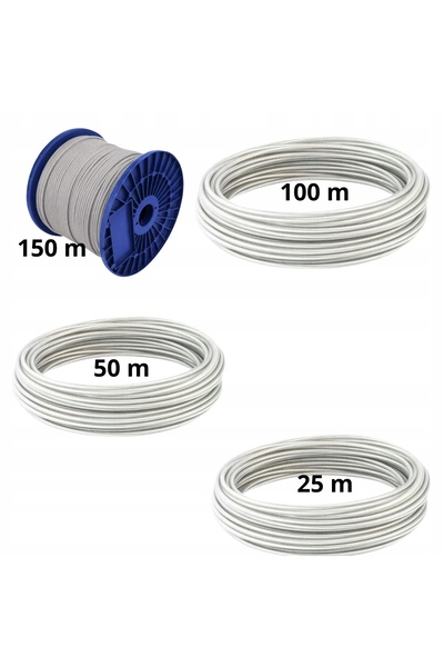 NO BRAND Frânghie de oțel cu înveliș din PVC, 5 mm, 150 m, zincată, frânghie ...