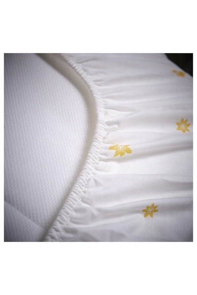 NO BRAND IKEA SKOGSDUVA cearșaf cu elastic flori albe 90x200cm Bumbac Vâscoză