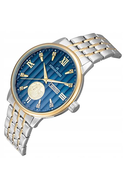 JORDAN KERR Ceas bărbătesc elegant cu cadran albastru și dată L1070 42 mm