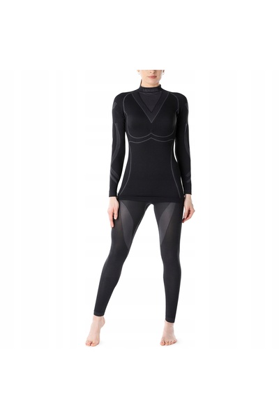 NO BRAND Set lenjerie termică de damă, bluză și pantaloni, negru / antracit, M
