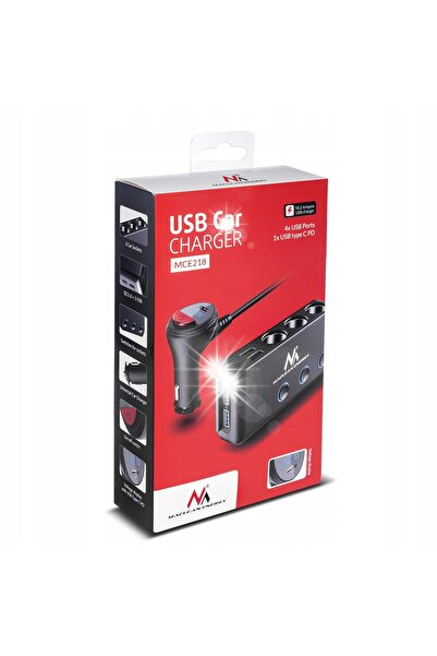 Maclean 12V 24V 4xUSB PD OQ Distribuitor de priză brichetă auto cu voltmetru