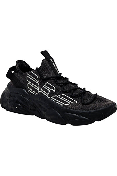 EA7 Unisex High Comfortable Sole Eagle Logo Patterned Black Sneaker