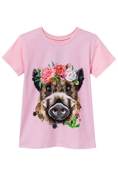 NO BRAND TRICOU PENTRU FEMEI WADERA CU MOTIV DE CĂPRUI ȘI COROANĂ DE FLORI - ...