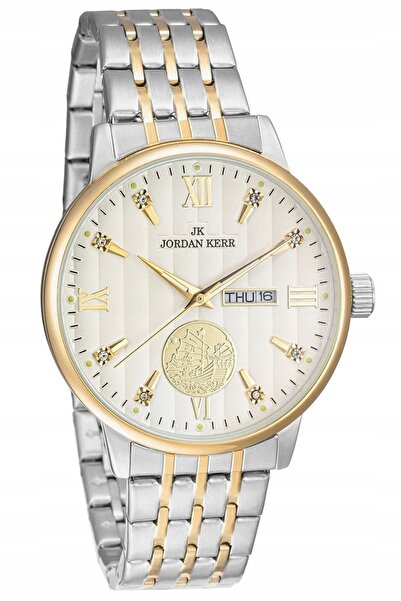 JORDAN KERR Ceas bărbătesc elegant cu cadran argintiu și dată L1070 42 mm