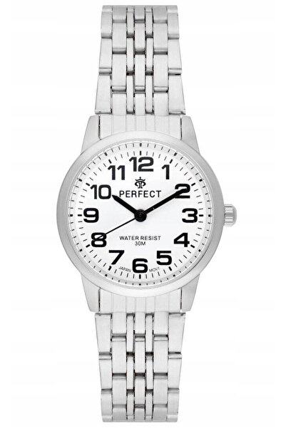 PERFECT Ceas clasic de damă, argintiu, mic, cu cifre clare, R324-01, 29 mm