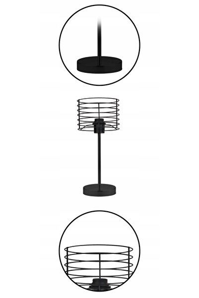 NO BRAND Lampă de masă modernă, neagră, stil loft, LED E27, cu fir, lumină de...