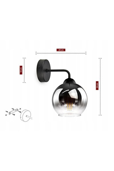 NO BRAND Aplică de perete sferică din grafit transparent cu LED