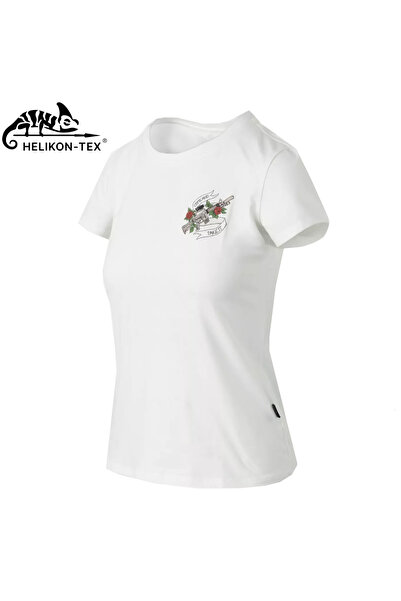 NO BRAND Tricou de damă cu imprimeu Helikon Slim Come and take it Alb M