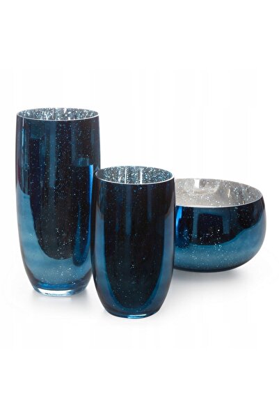 NO BRAND VAS DECORATIV DIN STICLĂ MOLLY (FI) 28X18 CM ALBASTRU ÎNCHIS