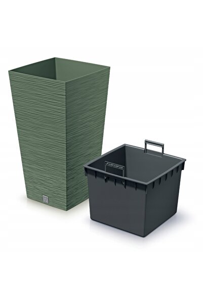 Prosperplast Ghiveci FURU Square DFSH300 30x30 h55 - Verde pământiu