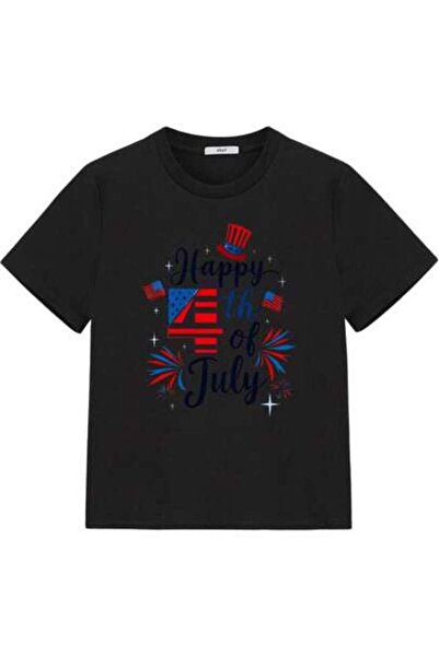 2BIR Happy Independence Day T-Shirt, Patriotic Uncle Sam Hat Printed Short Sl...