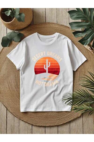26LIK Men's "Desert Dreams Not Drama" T-Shirt, Short-Sleeve Top With A Retro ...