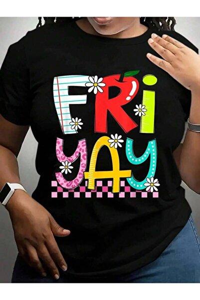 2BIR Funny Fri-Yay Happy Friday Teacher Weekend Back To School Black Graphic ...