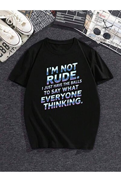 k222 Women's 'I'm Not Rude' Printed T-Shirt - Crew Neck Top, Summer Clothing