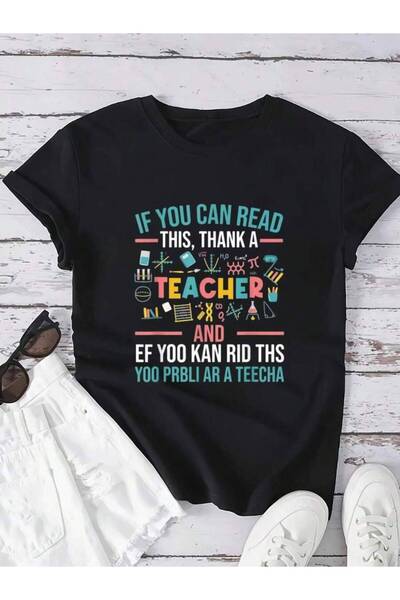26LIK If You Can Read This Thank A Funny Teacher T-Shirt Small For Men Clothi...