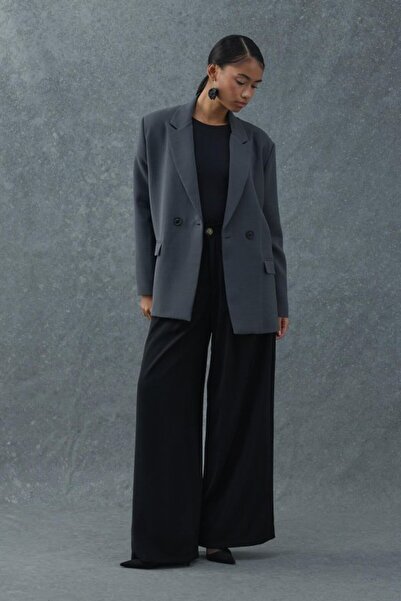 ELBEE Smoked Pocket Detailed Buttoned Blazer Jacket