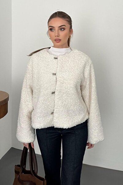 ELBEE Ecru Plush Short Jacket