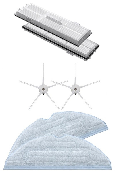 Rovexa Roborock G10 Compatible 2 Hepa Filters 2 White Side Brushes 2 Mop Fibe...