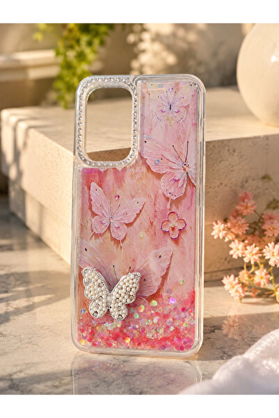 SAMSUNG A17 UYUMLU SULU KILIF KELEBEK DESENLİ