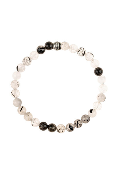 Zeynep Büyükbay Rutilli Quartz Natural Stone Bracelet (6mm Sphere Cut)