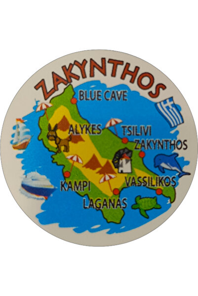 Bestgifts Γυάλινος μαγνήτης 34 χιλιοστά (χάρτης Ζακύνθου)