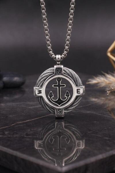 Prestige Anchor and Compass Figured Necklace Stainless Steel Chain 902899