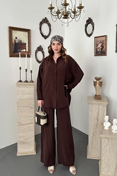 ELBEE Brown Shirt Double Set