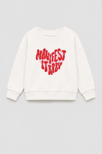 Monila Girl's 3 Thread Fabric Printed Cotton Sweatshirt