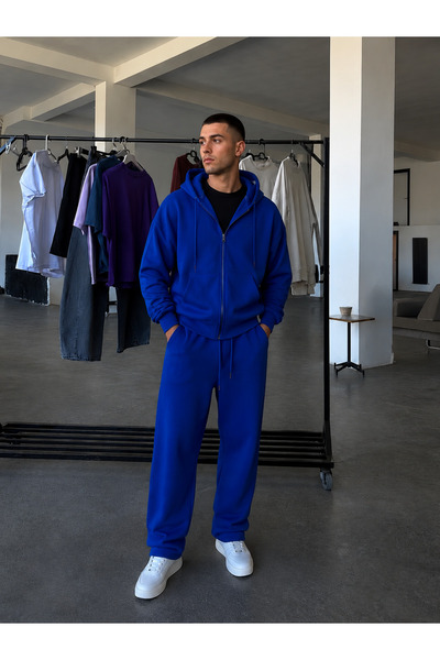 BARLİZ Erkek Fermuarlı Bol Paça Baggy Oversize İkili Eşofman Takımı