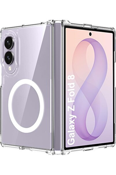 m.tk moveteck Samsung Galaxy Z Fold 8 Uyumlu Kılıf Magsafe Wireless Kablosuz Şarj Destekli Sert Şeffaf Darbe Emici Kapak