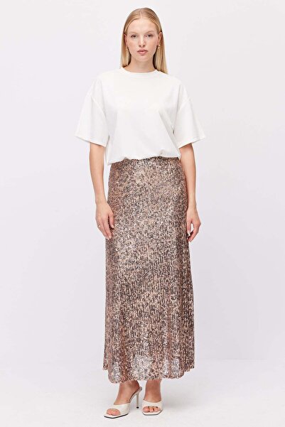 PAULMARK Women's Metallic Look Skirt