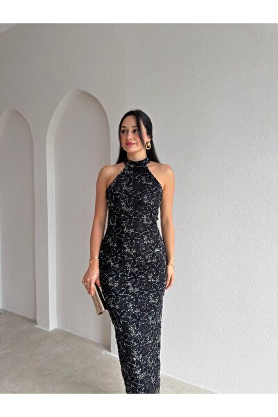 Mooi Butik LORENA Midi Elbise 3757 - Siyah