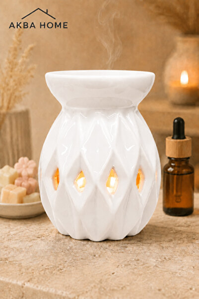 AKBA HOME Seramik Buhurdanlık Dekoratif Mumluk, Koku Yağı ve Wax Uyumlu Aroma...