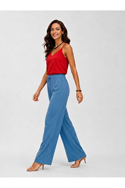 SSO Bürümcük Fabric Lycra Pants with Elastic Waist and Ribbon Detail