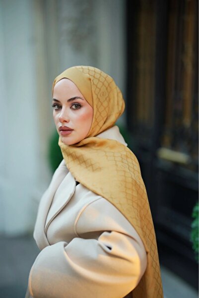 Imannoor شال بنمط شبكي من قماش الجاكار بتصميم الجمل والرامي