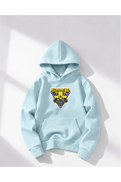 haha Oversize Hooded Bumblebee Printed Sweatshirt for Kids