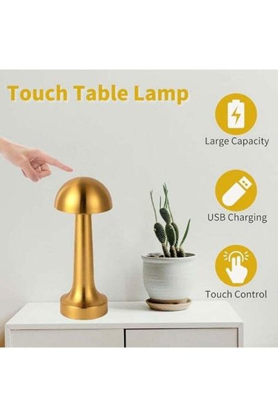 Generic Metal Rechargeable Cordless LED Table Lamp with Touch Sensor, 3-Level Dimmable, Portable