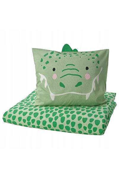 IKEA NATTHÄGER Husă de pilotă și fețe de pernă verde/Crocodil 150x200/50x60cm