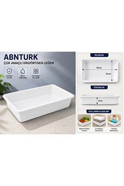 abnturk 48x33x8cm Beyaz Plastik Peynir Leğeni Büyük Boy Peynir Küveti Çok Ama...