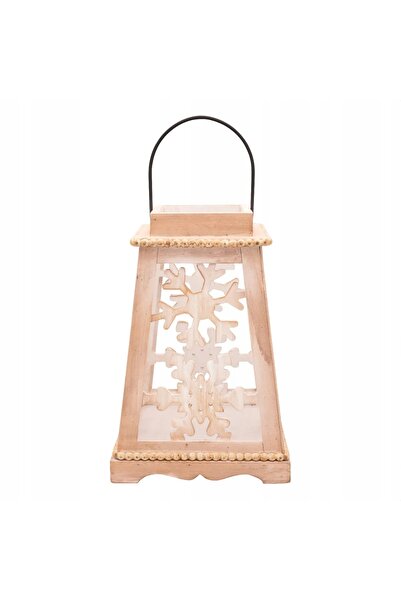 NO BRAND Felinar din lemn decorativ fulg de nea Altom Design 47 cm