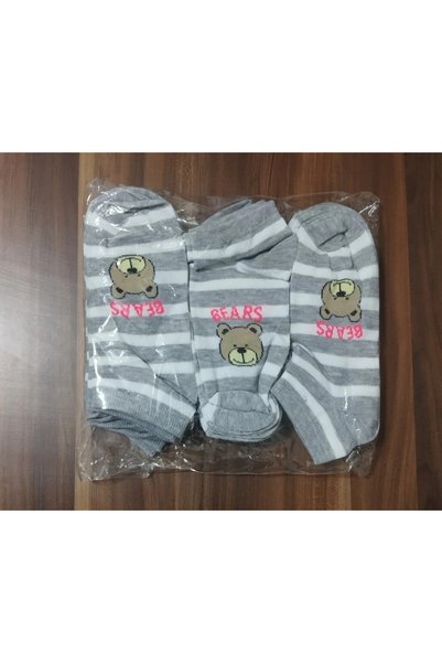 EfemİcGiyim Tedy Teddy Bear Patterned Economical Ankle-Length Socks 12-Pack